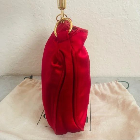 Gucci Red Satin Bamboo Crossbody Bag - Picture 4 of 15